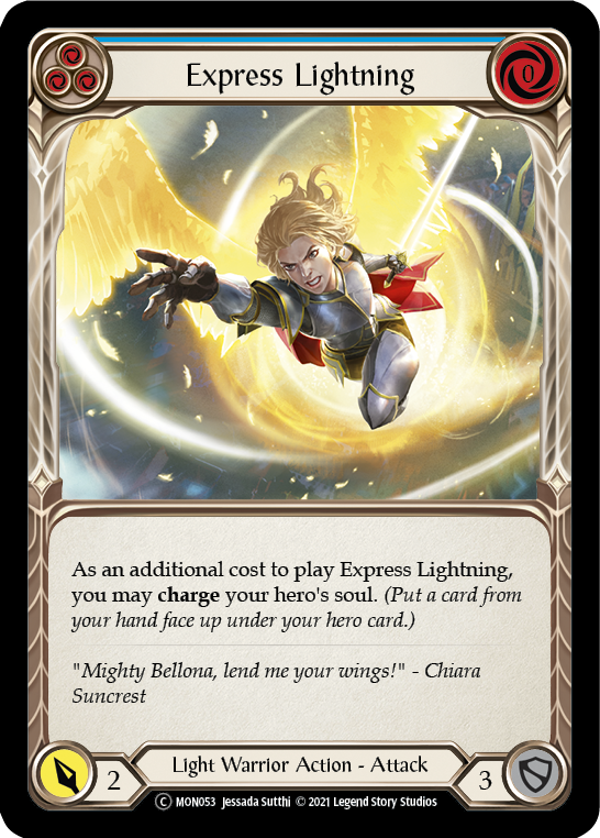 Express Lightning (Blue) (Rainbow Foil) [U-MON053-RF] Unlimited Edition Rainbow Foil | Galactic Gamez