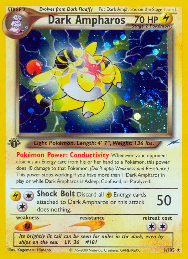 Dark Ampharos (1/105) [Neo Destiny 1st Edition] | Galactic Gamez