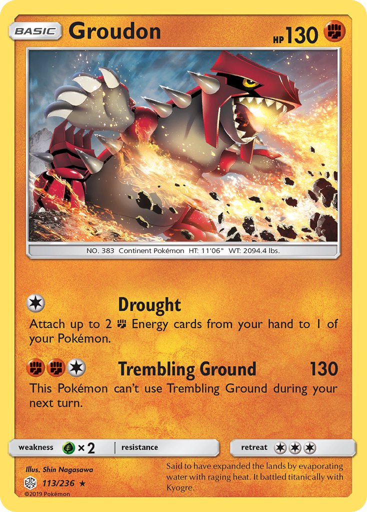 Groudon (113/236) (Cracked Ice Holo) (Theme Deck Exclusive) [Sun & Moon: Cosmic Eclipse] | Galactic Gamez