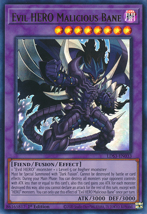 Evil HERO Malicious Bane [LDS3-EN033] Ultra Rare | Galactic Gamez