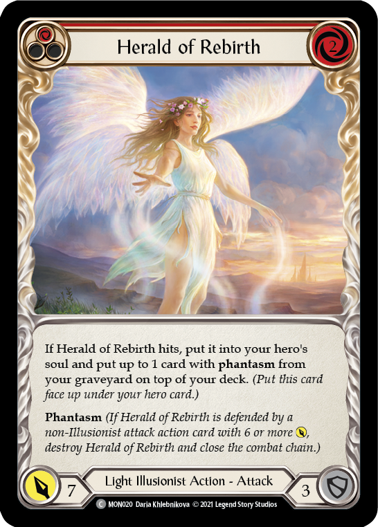 Herald of Rebirth (Red) (Rainbow Foil) [MON020-RF] 1st Edition Rainbow Foil | Galactic Gamez