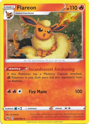 Flareon (026/185) (Cosmos Holo) [Sword & Shield: Vivid Voltage] | Galactic Gamez