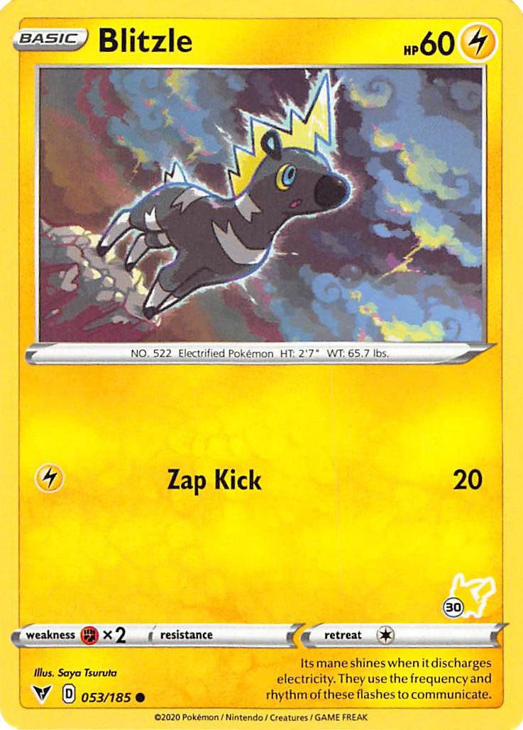 Blitzle (053/185) (Pikachu Stamp #30) [Battle Academy 2022] | Galactic Gamez