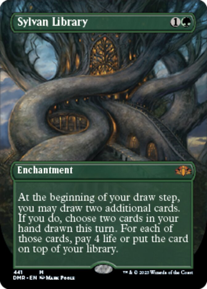 Sylvan Library (Borderless Alternate Art) [Dominaria Remastered] | Galactic Gamez