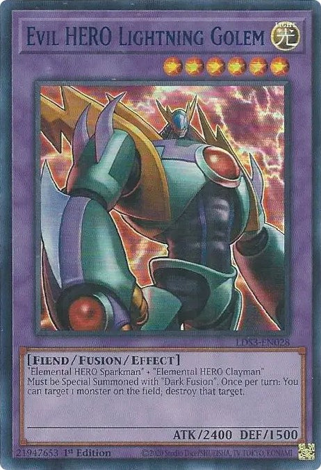 Evil HERO Lightning Golem (Blue) [LDS3-EN028] Ultra Rare | Galactic Gamez