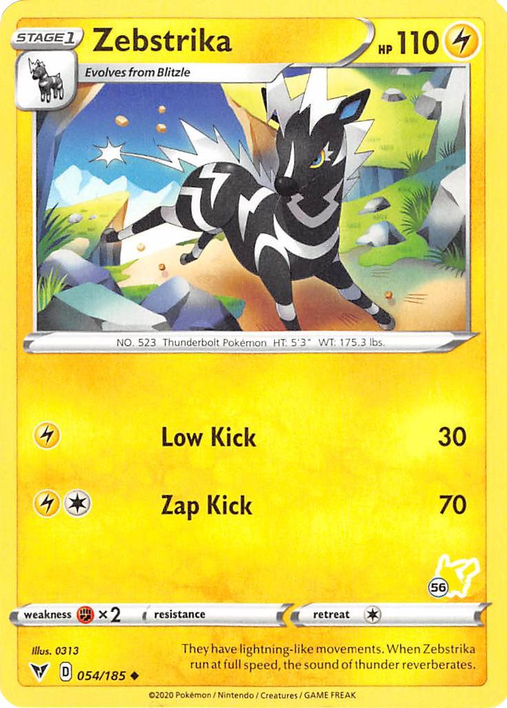 Zebstrika (054/185) (Pikachu Stamp #56) [Battle Academy 2022] | Galactic Gamez