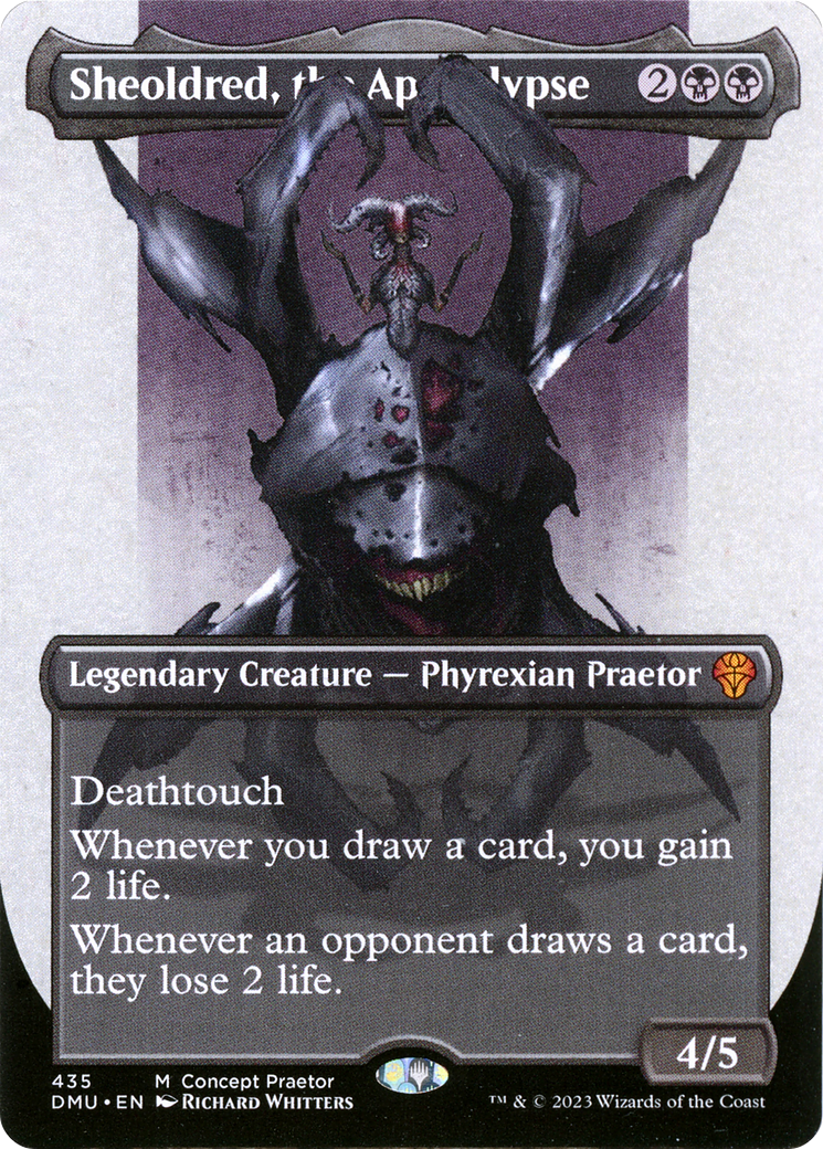 Sheoldred, the Apocalypse (Borderless Concept Praetors) [Phyrexia: All Will Be One] | Galactic Gamez