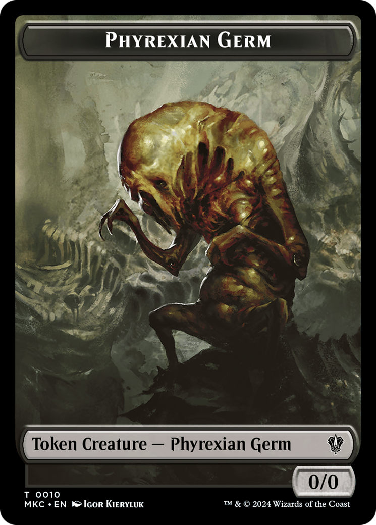 Spirit // Phyrexian Germ Double-Sided Token [Murders at Karlov Manor Commander Tokens] | Galactic Gamez