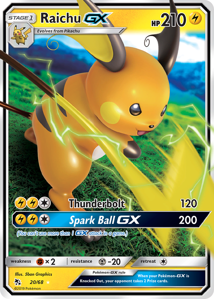 Raichu GX (20/68) [Sun & Moon: Hidden Fates] | Galactic Gamez