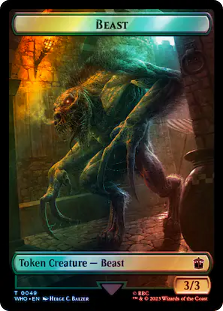 Alien Rhino // Beast Double-Sided Token (Surge Foil) [Doctor Who Tokens] | Galactic Gamez