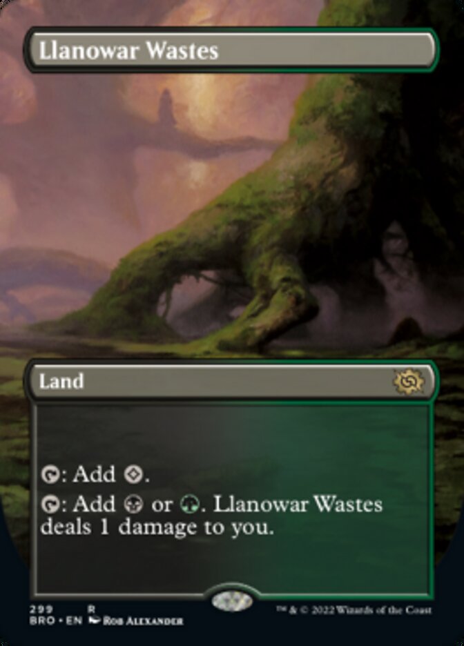Llanowar Wastes (Borderless Alternate Art) [The Brothers' War] | Galactic Gamez