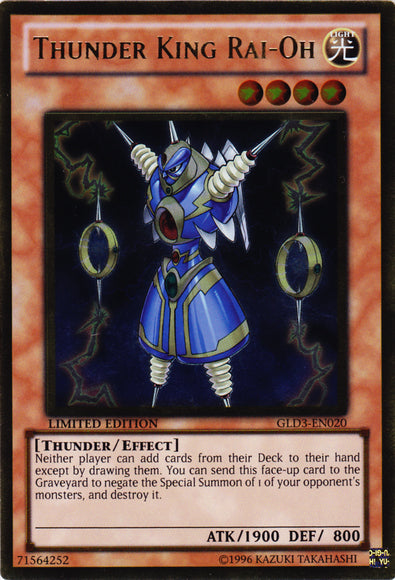 Thunder King Rai-Oh [GLD3-EN020] Gold Rare | Galactic Gamez