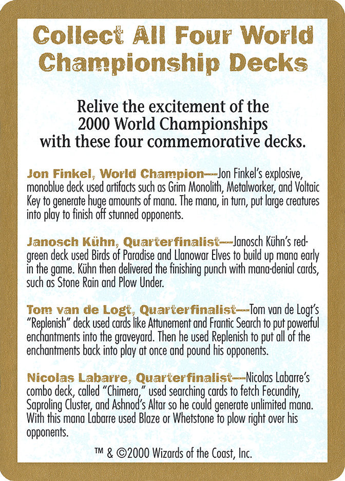 2000 World Championships Ad [World Championship Decks 2000] | Galactic Gamez