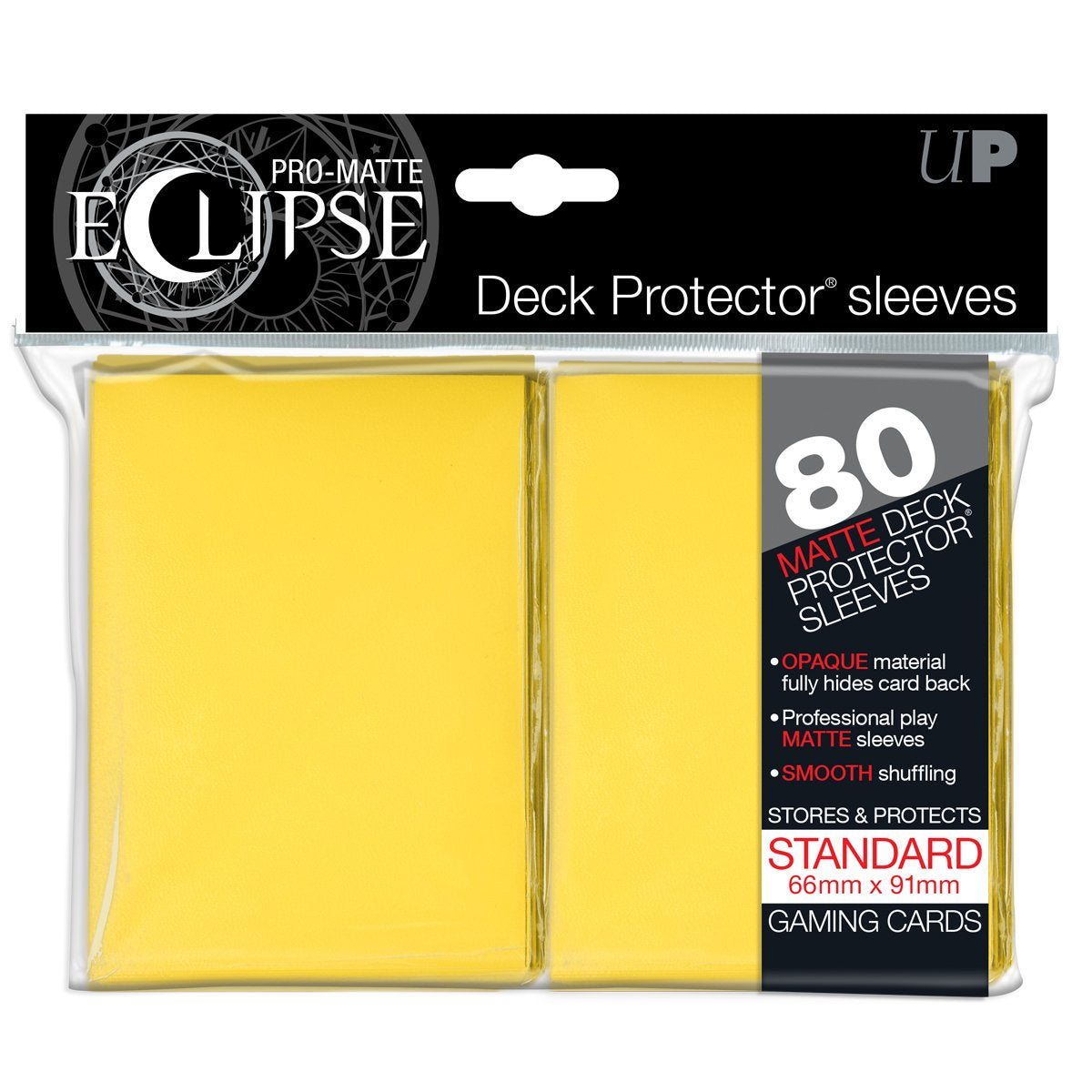 PRO-Matte Eclipse Yellow Standard Deck Protector sleeves 80ct | Galactic Gamez