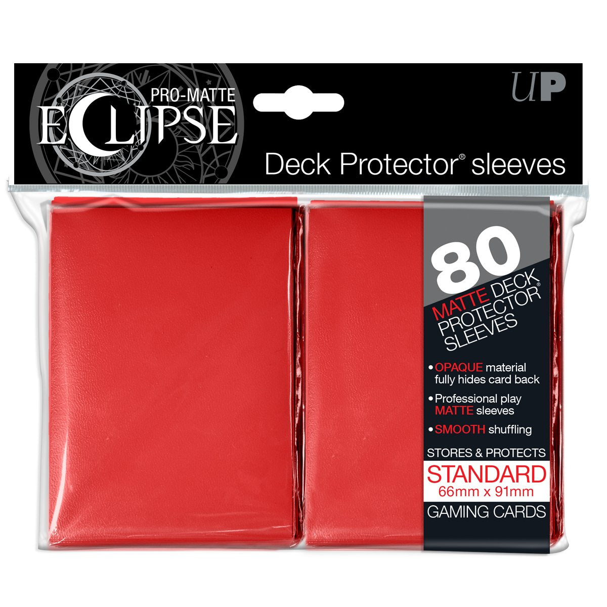 PRO-Matte Eclipse Red Standard Deck Protector sleeves 80ct | Galactic Gamez