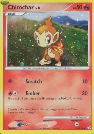 Chimchar (76/130) (Cosmos Holo) [Diamond & Pearl: Base Set] | Galactic Gamez