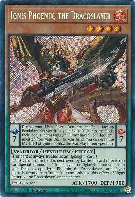 Ignis Phoenix, the Dracoslayer [DABL-EN022] Secret Rare | Galactic Gamez