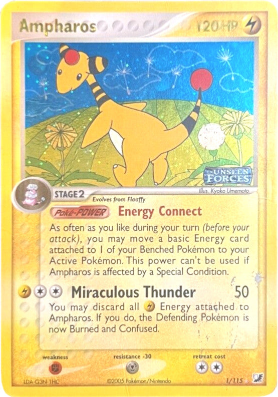 Ampharos (1/115) (Stamped) [EX: Unseen Forces] | Galactic Gamez