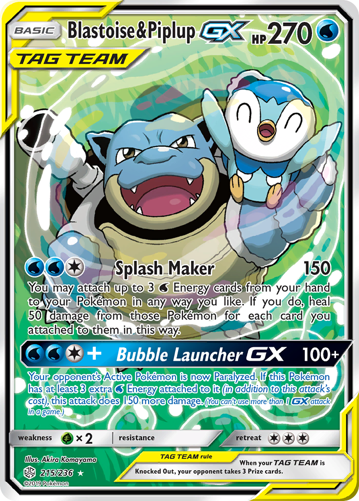 Blastoise & Piplup GX (215/236) [Sun & Moon: Cosmic Eclipse] | Galactic Gamez