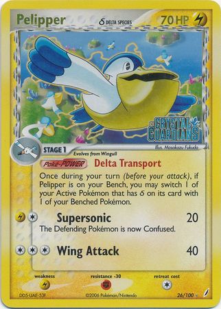 Pelipper (26/100) (Delta Species) (Stamped) [EX: Crystal Guardians] | Galactic Gamez