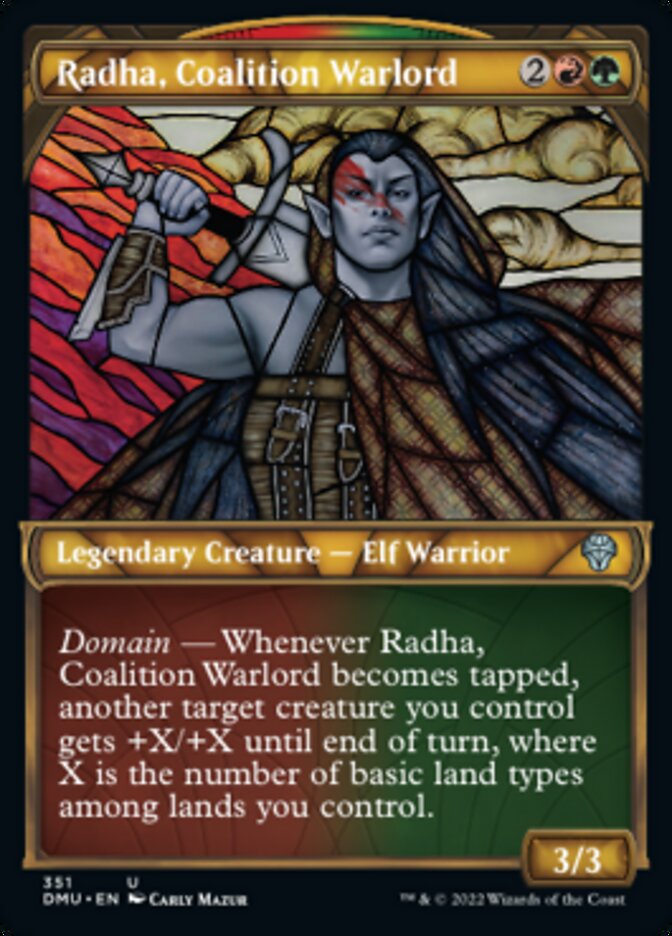 Radha, Coalition Warlord (Showcase Textured) [Dominaria United] | Galactic Gamez