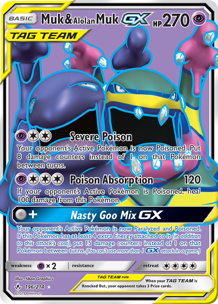 Muk & Alolan Muk GX (196/214) [Sun & Moon: Unbroken Bonds] | Galactic Gamez