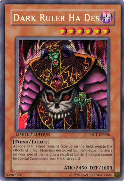 Dark Ruler Ha Des [MC1-EN006] Secret Rare | Galactic Gamez