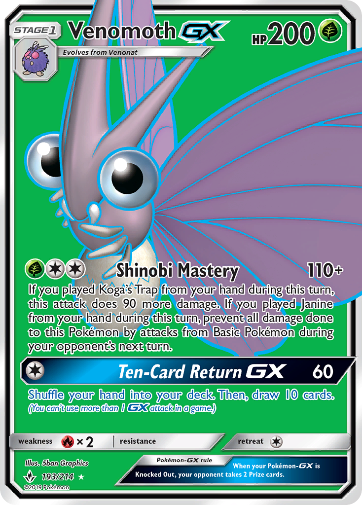 Venomoth GX (193/214) [Sun & Moon: Unbroken Bonds] | Galactic Gamez