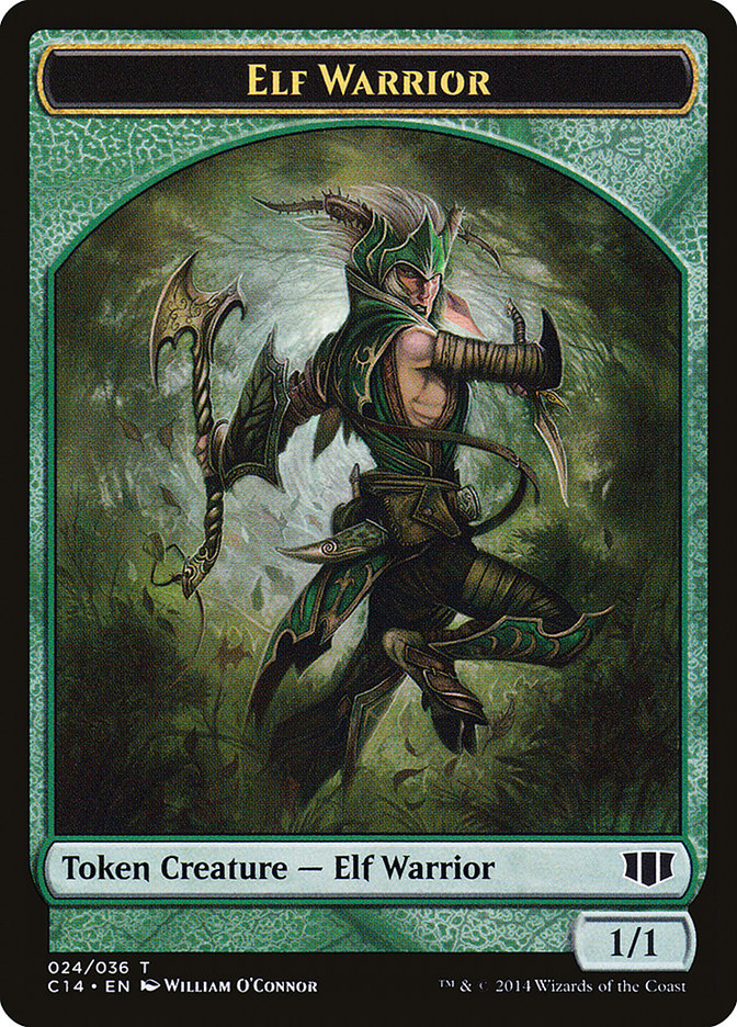 Elephant // Elf Warrior Double-sided Token [Commander 2014 Tokens] | Galactic Gamez
