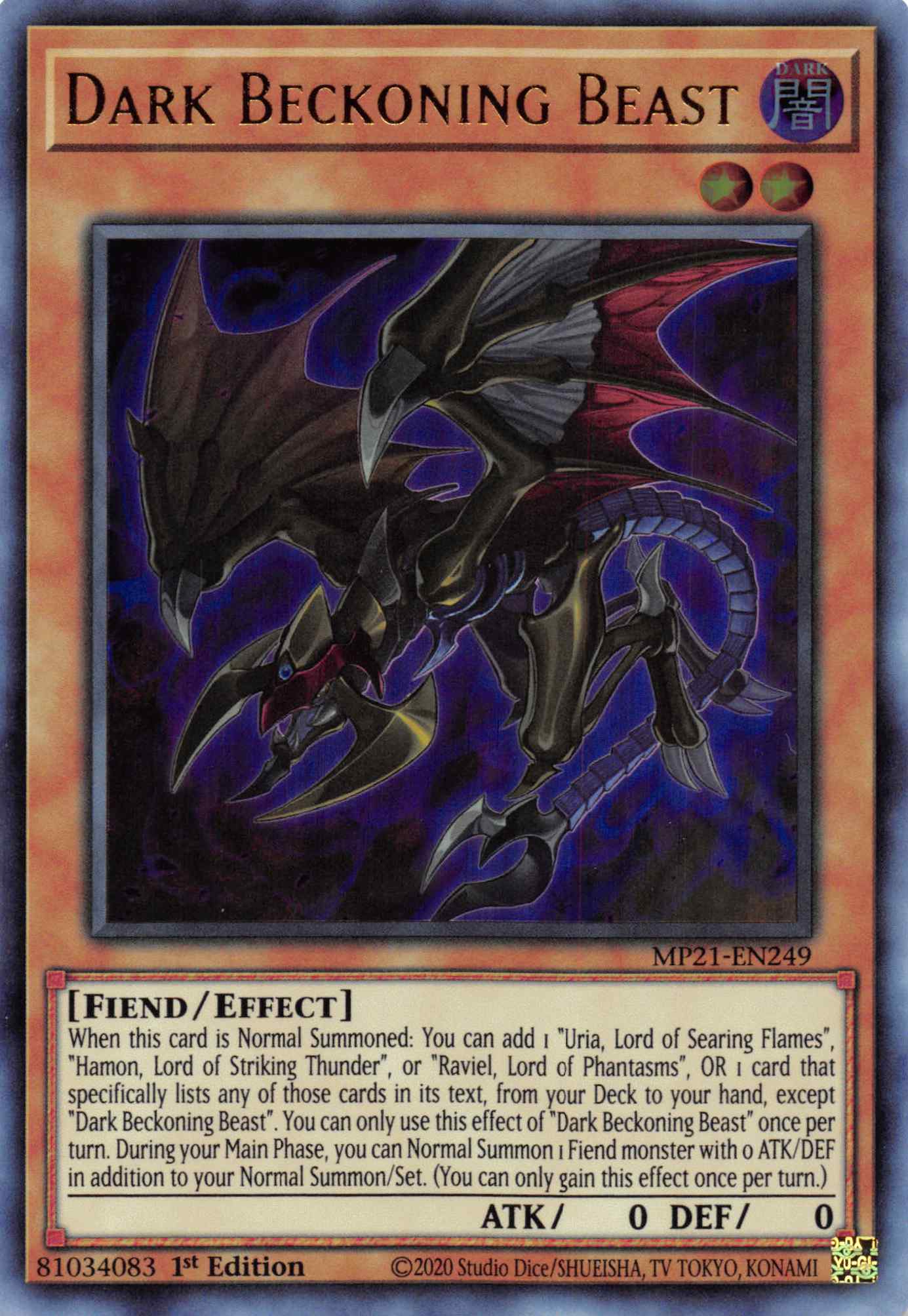 Dark Beckoning Beast [MP21-EN249] Ultra Rare | Galactic Gamez