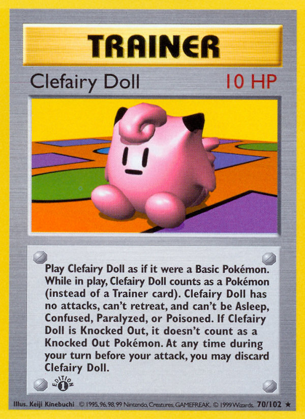 Clefairy Doll (70/102) (Shadowless) [Base Set 1st Edition] | Galactic Gamez