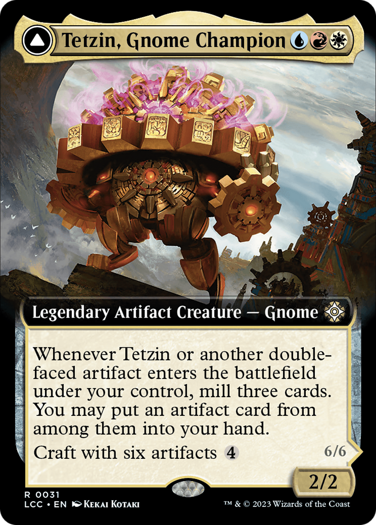 Tetzin, Gnome Champion // The Golden-Gear Colossus (Extended Art) [The Lost Caverns of Ixalan Commander] | Galactic Gamez