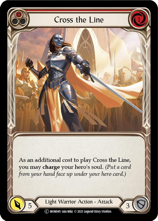 Cross the Line (Red) (Rainbow Foil) [U-MON045-RF] Unlimited Edition Rainbow Foil | Galactic Gamez