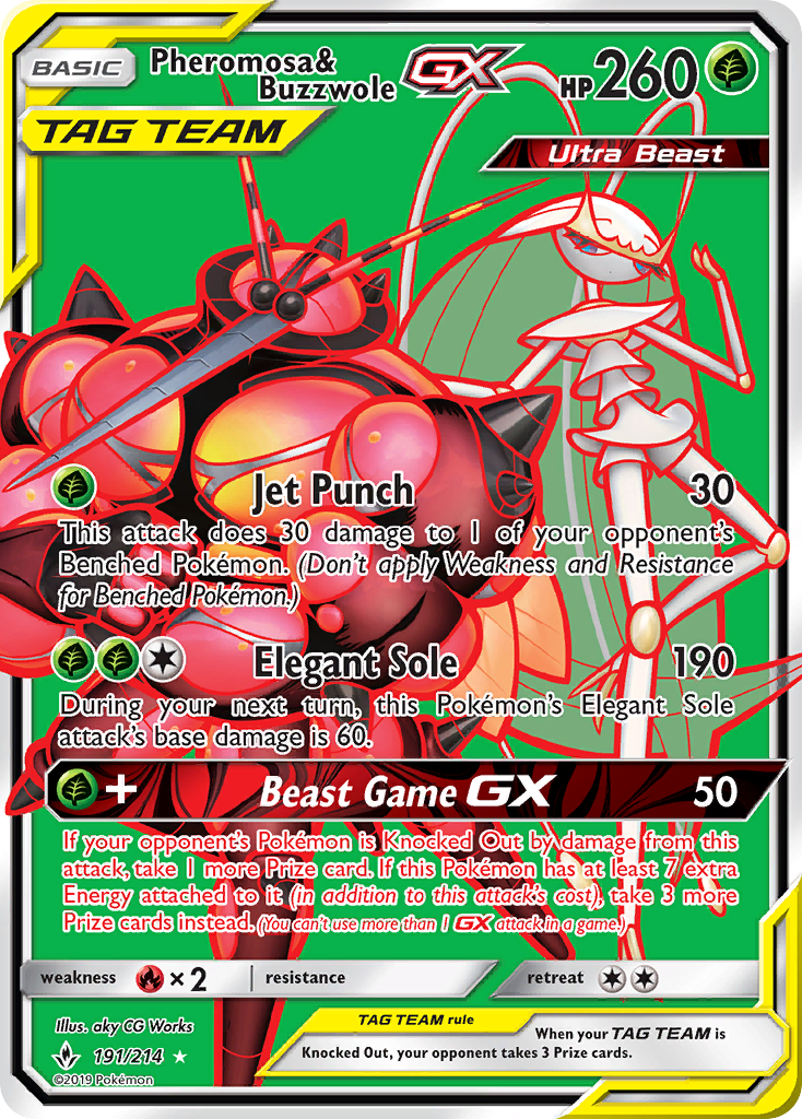 Pheromosa & Buzzwole GX (191/214) [Sun & Moon: Unbroken Bonds] | Galactic Gamez