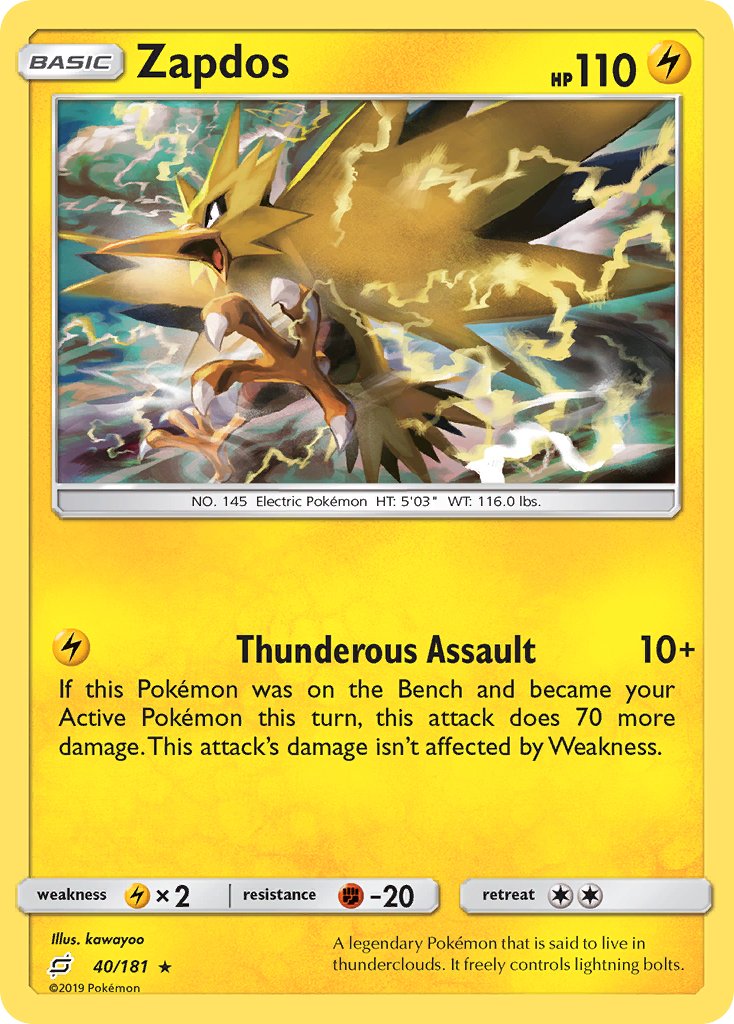 Zapdos (40/181) (Theme Deck Exclusive) [Sun & Moon: Team Up] | Galactic Gamez