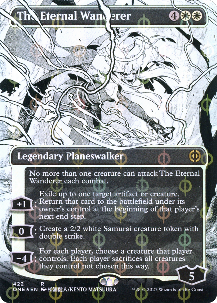 The Eternal Wanderer (Borderless Manga Step-and-Compleat Foil) [Phyrexia: All Will Be One] | Galactic Gamez