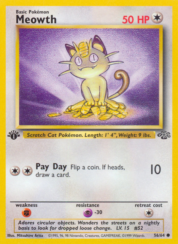 Meowth (56/64) [Jungle 1st Edition] | Galactic Gamez