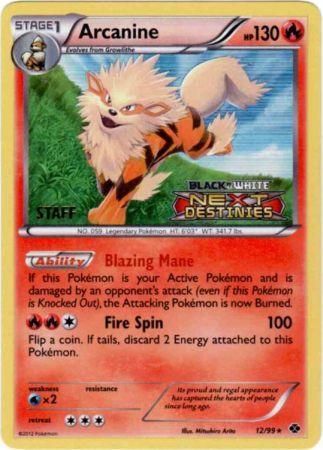 Arcanine (12/99) (Staff Prerelease Promo) [Black & White: Black Star Promos] | Galactic Gamez