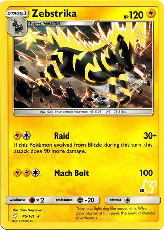 Zebstrika (45/181) (Pikachu Stamp #23) [Battle Academy 2020] | Galactic Gamez