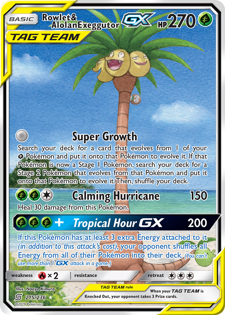 Rowlet & Alolan Exeggutor GX (215/236) [Sun & Moon: Unified Minds] | Galactic Gamez