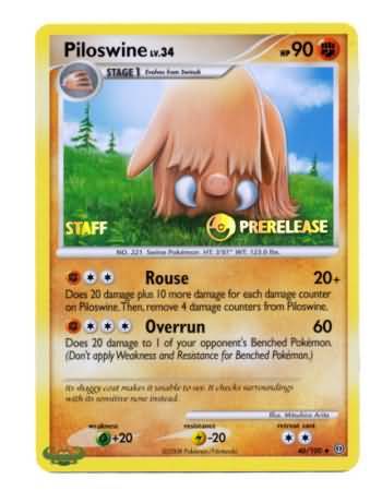 Piloswine (46/100) (Staff Prerelease Promo) [Nintendo: Black Star Promos] | Galactic Gamez