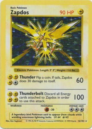 Zapdos (16/102) [Base Set Shadowless Unlimited] | Galactic Gamez