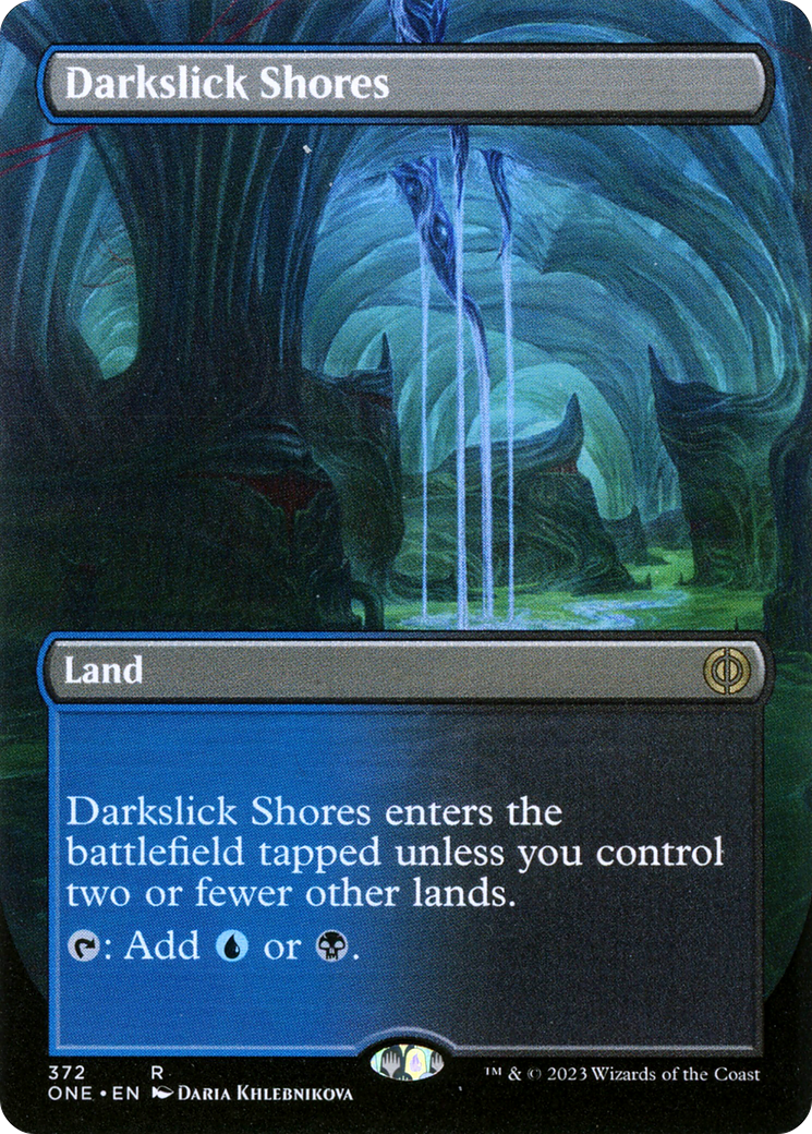 Darkslick Shores (Borderless Alternate Art) [Phyrexia: All Will Be One] | Galactic Gamez