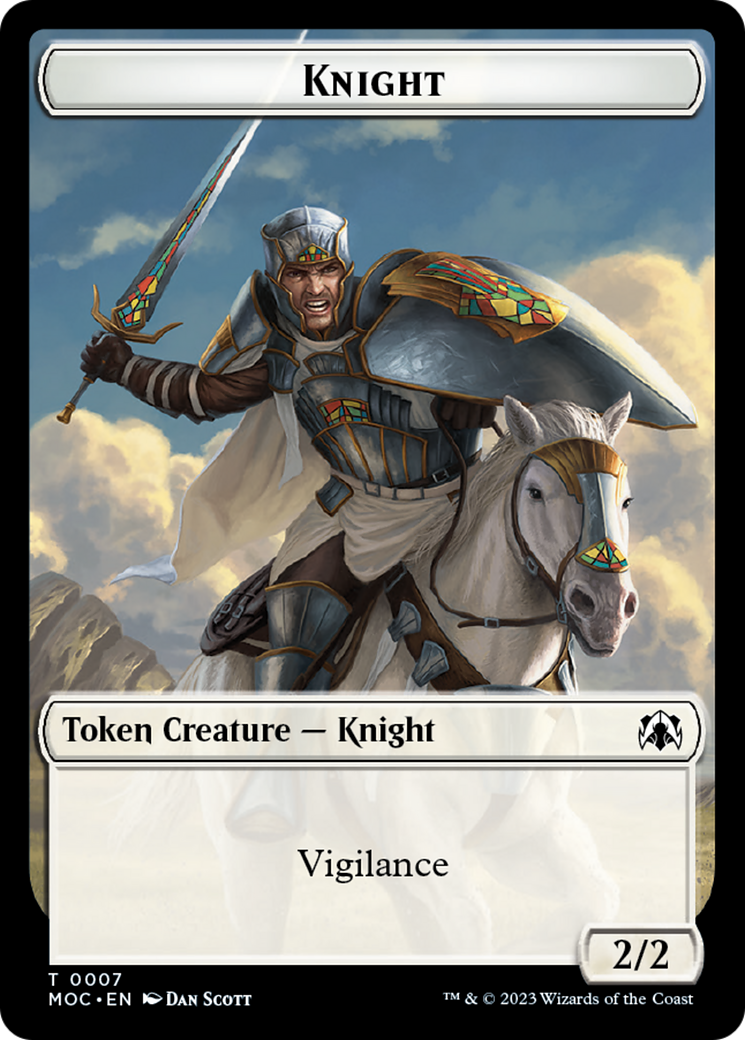 Knight (7) // Spirit (14) Double-Sided Token [March of the Machine Commander Tokens] | Galactic Gamez