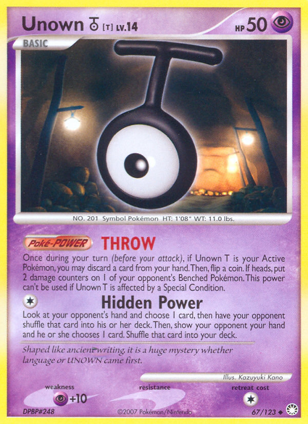 Unown T (67/123) [Diamond & Pearl: Mysterious Treasures] | Galactic Gamez