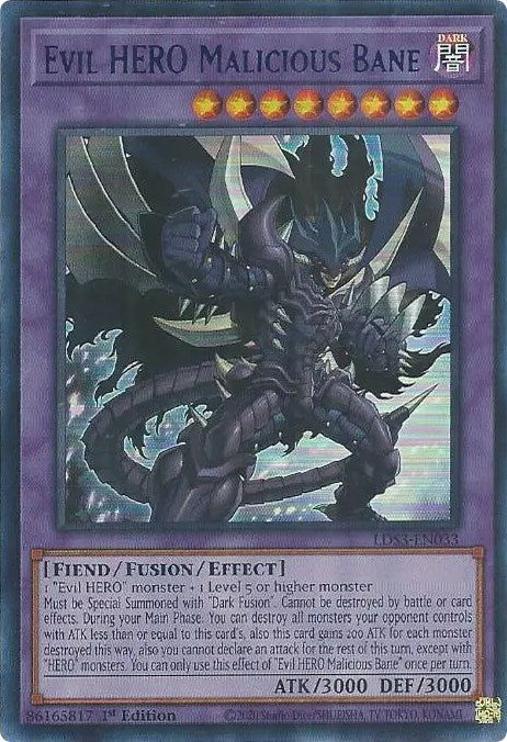 Evil HERO Malicious Bane (Blue) [LDS3-EN033] Ultra Rare | Galactic Gamez