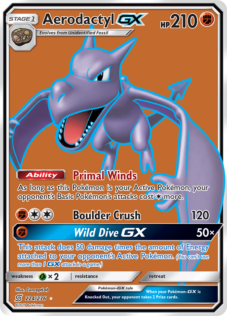 Aerodactyl GX (224/236) [Sun & Moon: Unified Minds] | Galactic Gamez