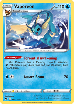 Vaporeon (030/185) [Sword & Shield: Vivid Voltage] | Galactic Gamez