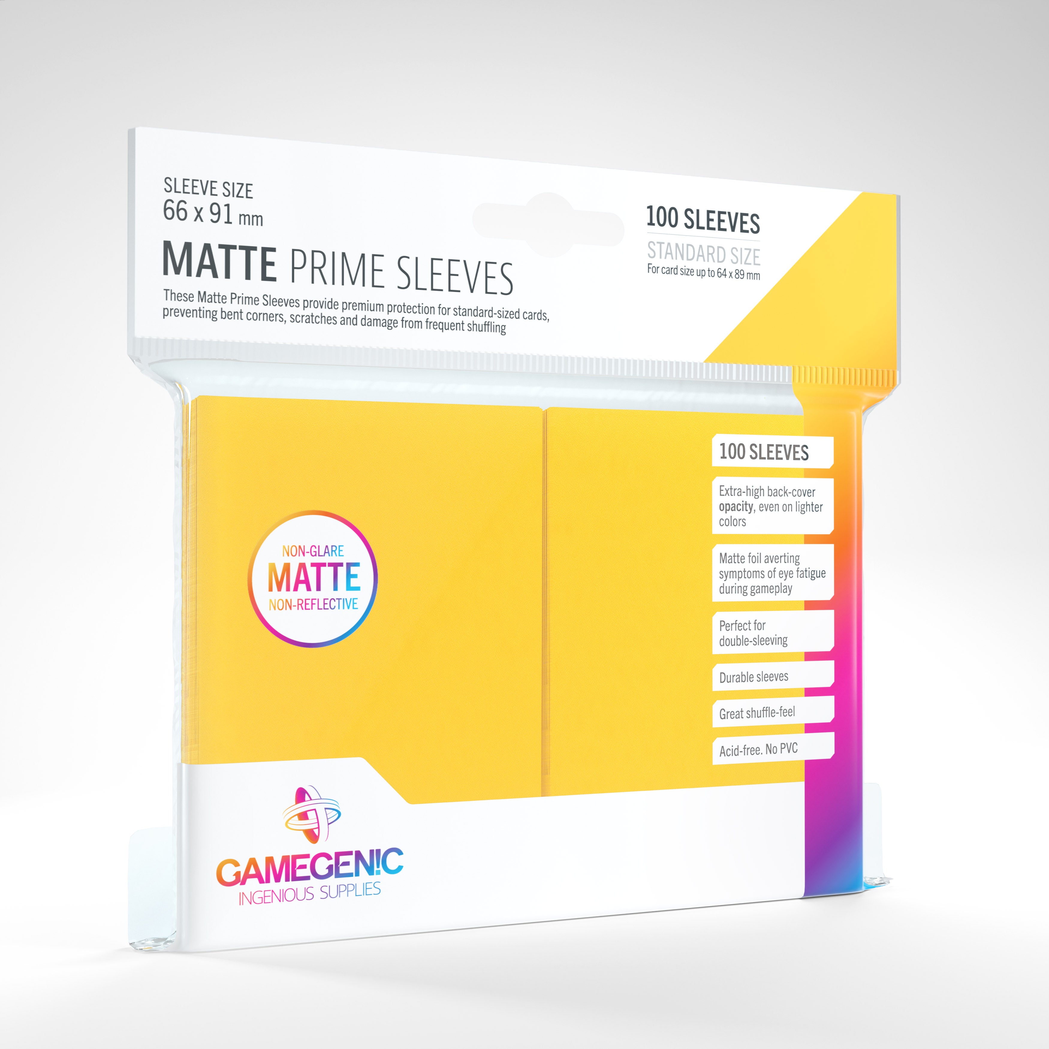 Gamegenic Matte Prime Sleeves 100 Count (Yellow) | Galactic Gamez