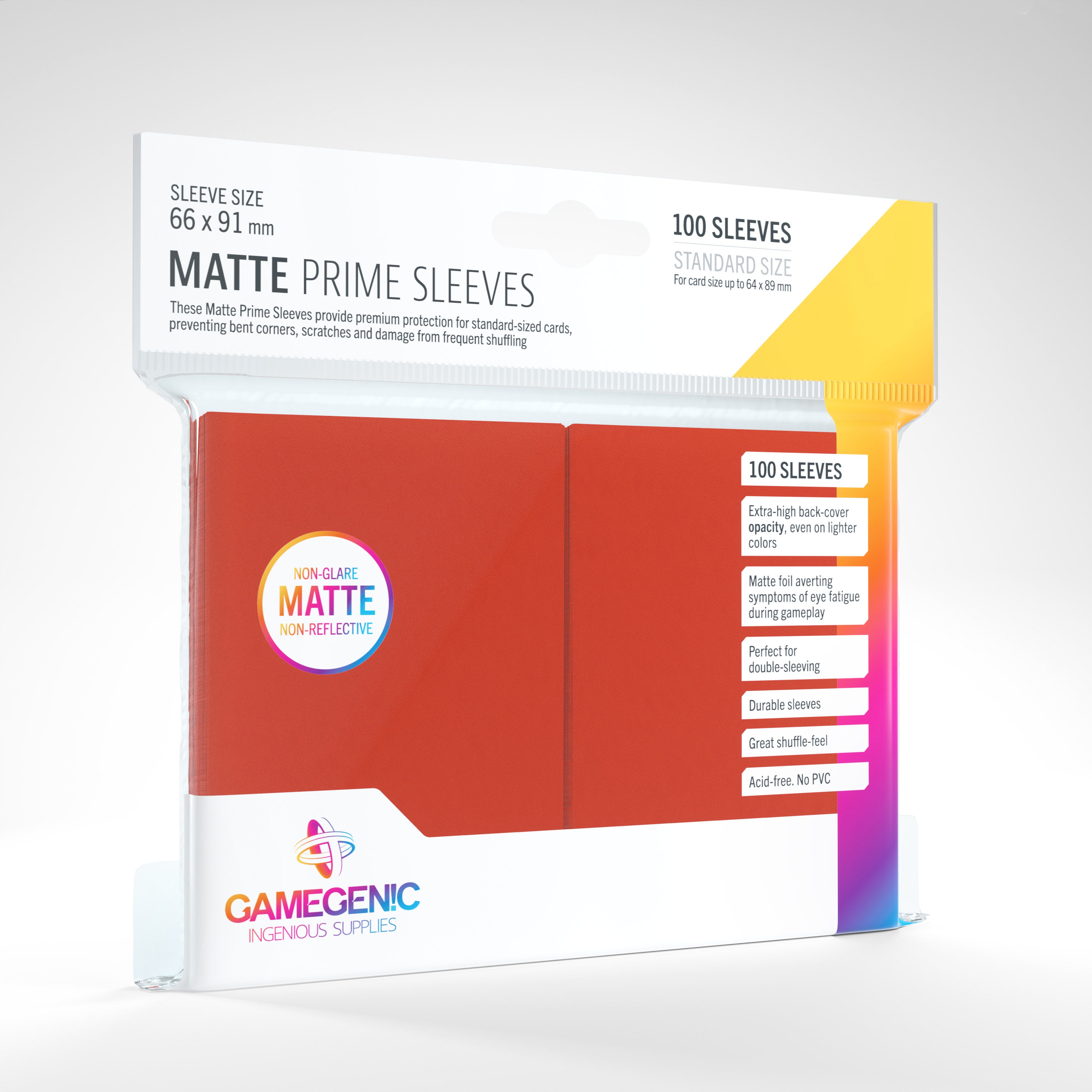 Gamegenic Matte Prime Sleeves 100 Count (Red) | Galactic Gamez